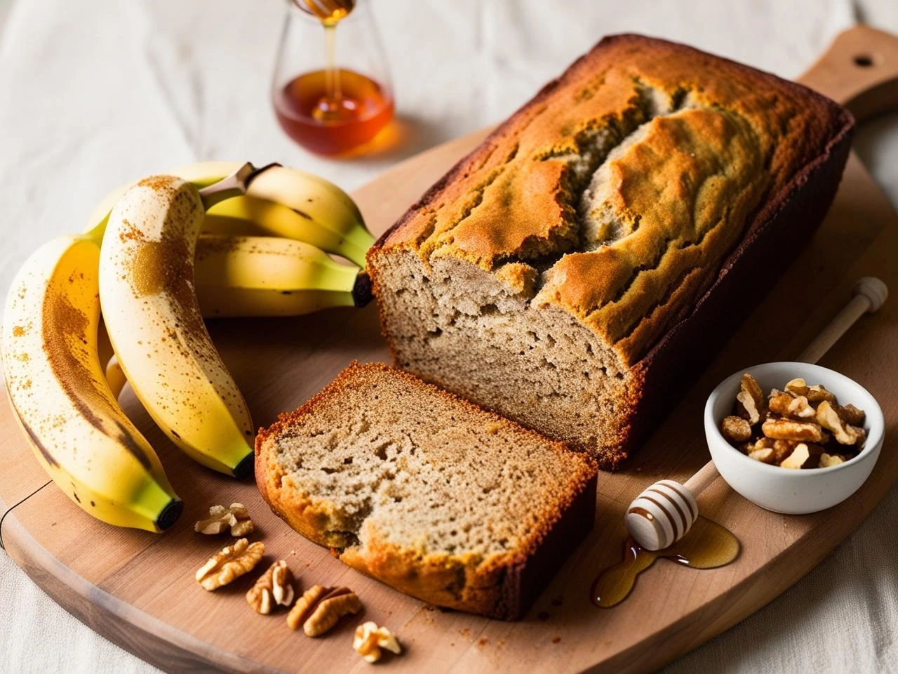 Easy Healthy Banana Bread with a golden brown crust and moist interior.