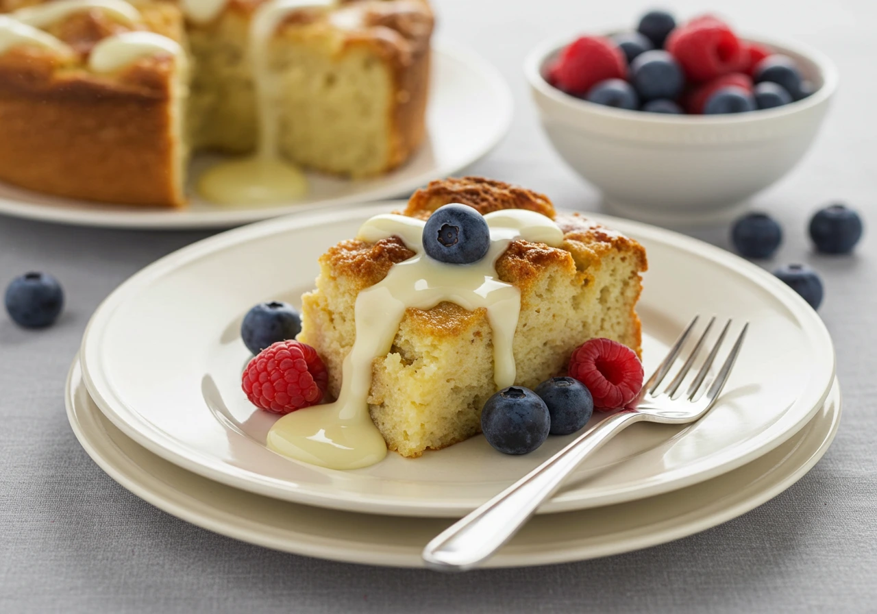 White chocolate bread pudding served warm with sauce