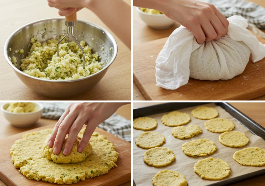 Step-by-step process of making cauliflower chips at home