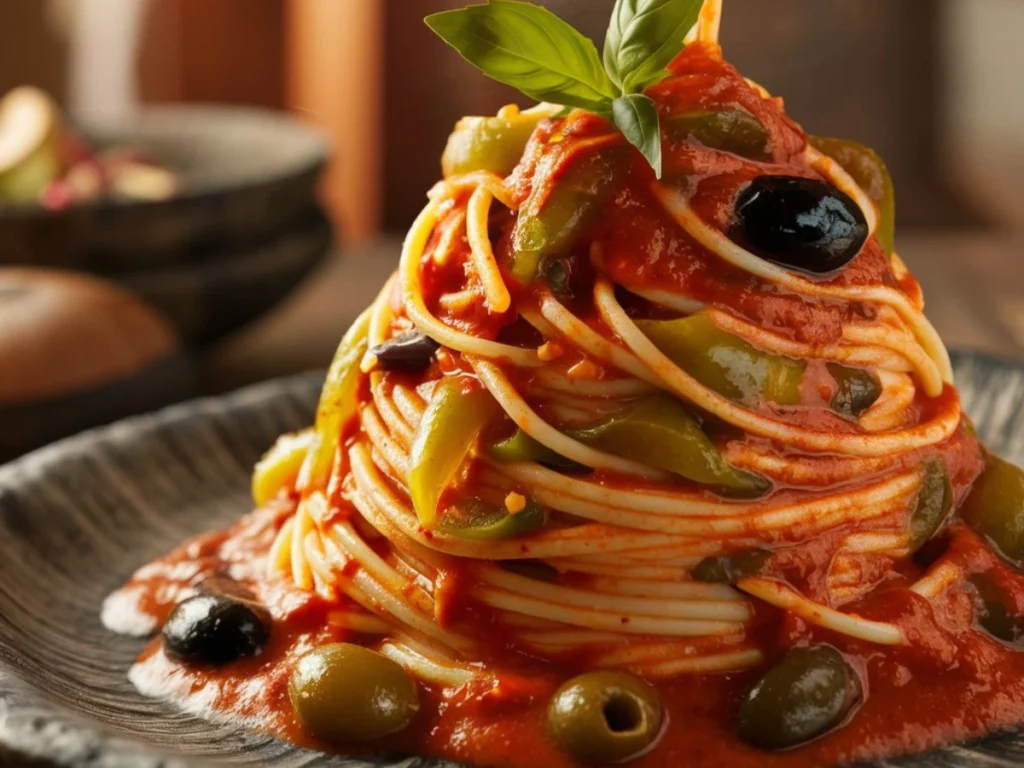 Dominican spaghetti served with avocado and fried plantains