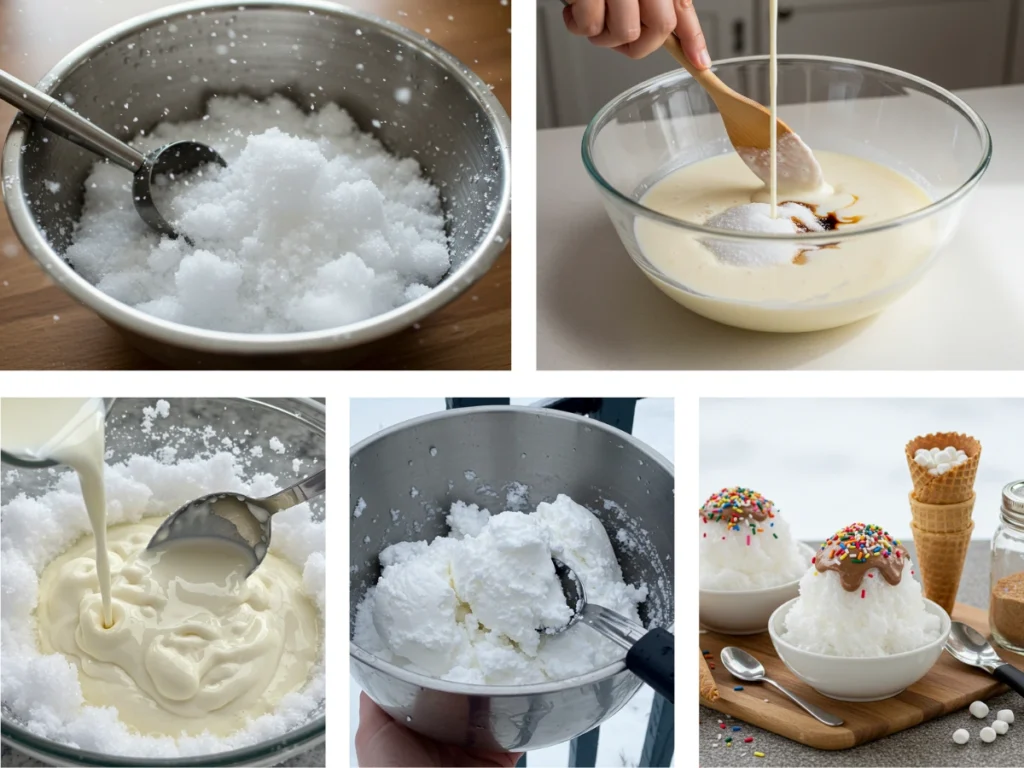 Step-by-step guide to making snow ice cream
