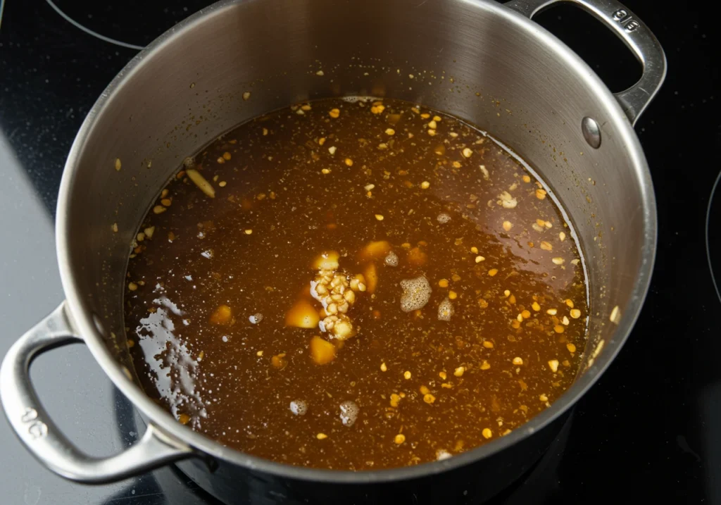Cooking steps showing beef, broth, and noodles prepared separately.