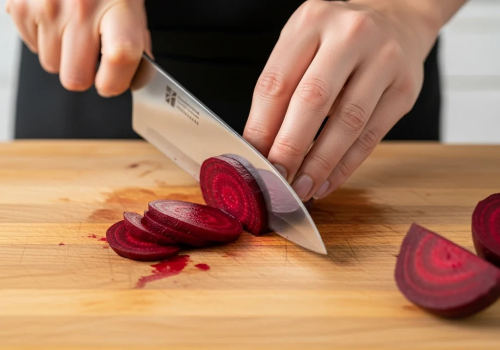 Steps to make roasted beet salad with feta and balsamic