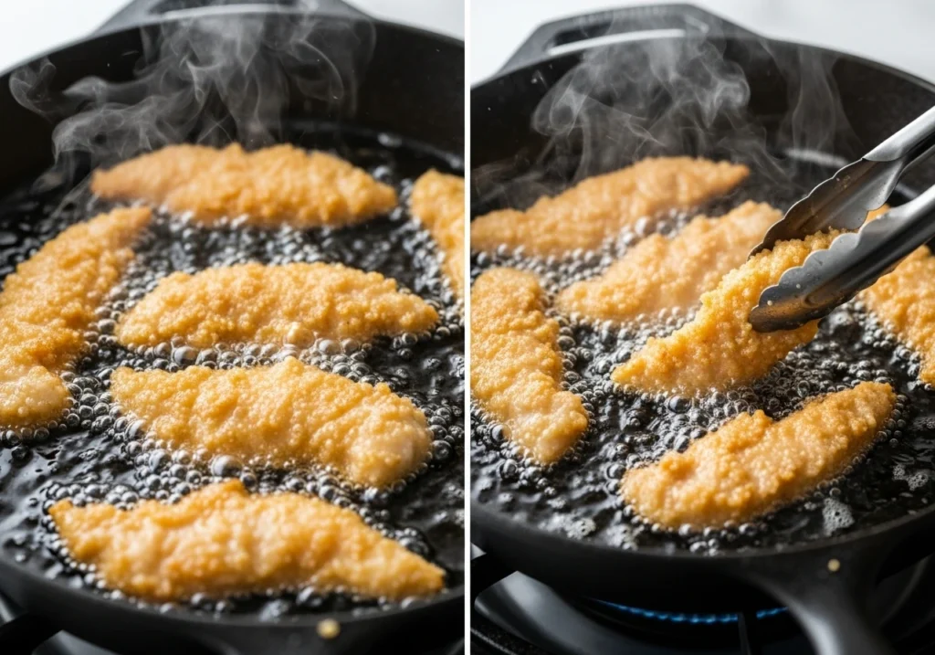 Step-by-step process of making fried chicken fries recipe